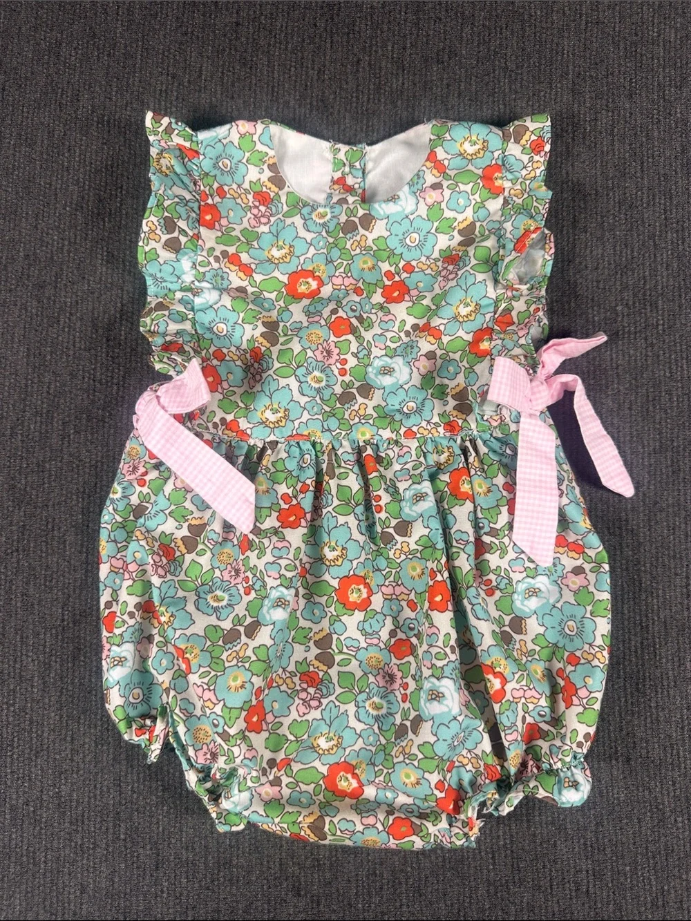 Smock Monkey Baby Girl Bubble Floral Gingham Bow Romper 12 Month Infant Toddler